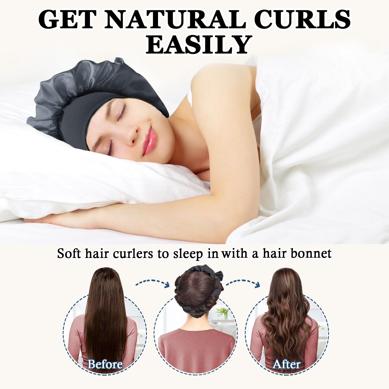 Gwabee cinta de 70 pulgadas para rizos nocturnos en cabello largo.