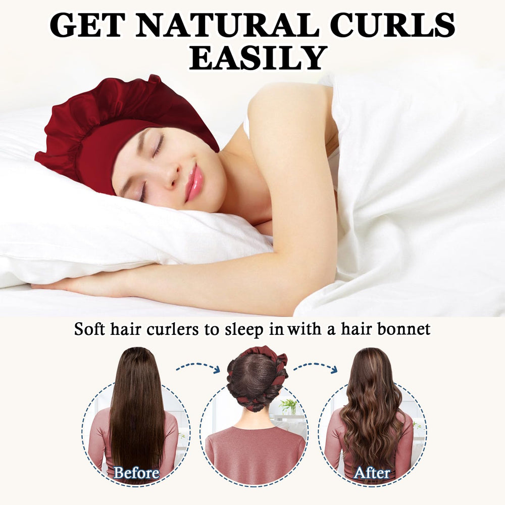 Gwabee gorro de seda para dormir protege el cabello y facilita rizos suaves.