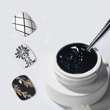 Gyraolvant gel 3D negro: textura estable para crear formas 3D en uñas.