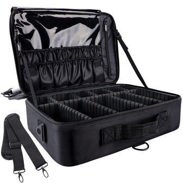gzcz maleta maquillaje viaje exterior negro: diseño elegante y protección para cosméticos.