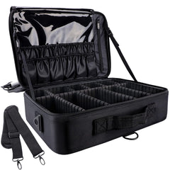 gzcz maleta maquillaje viaje exterior negro: diseño elegante y protección para cosméticos.