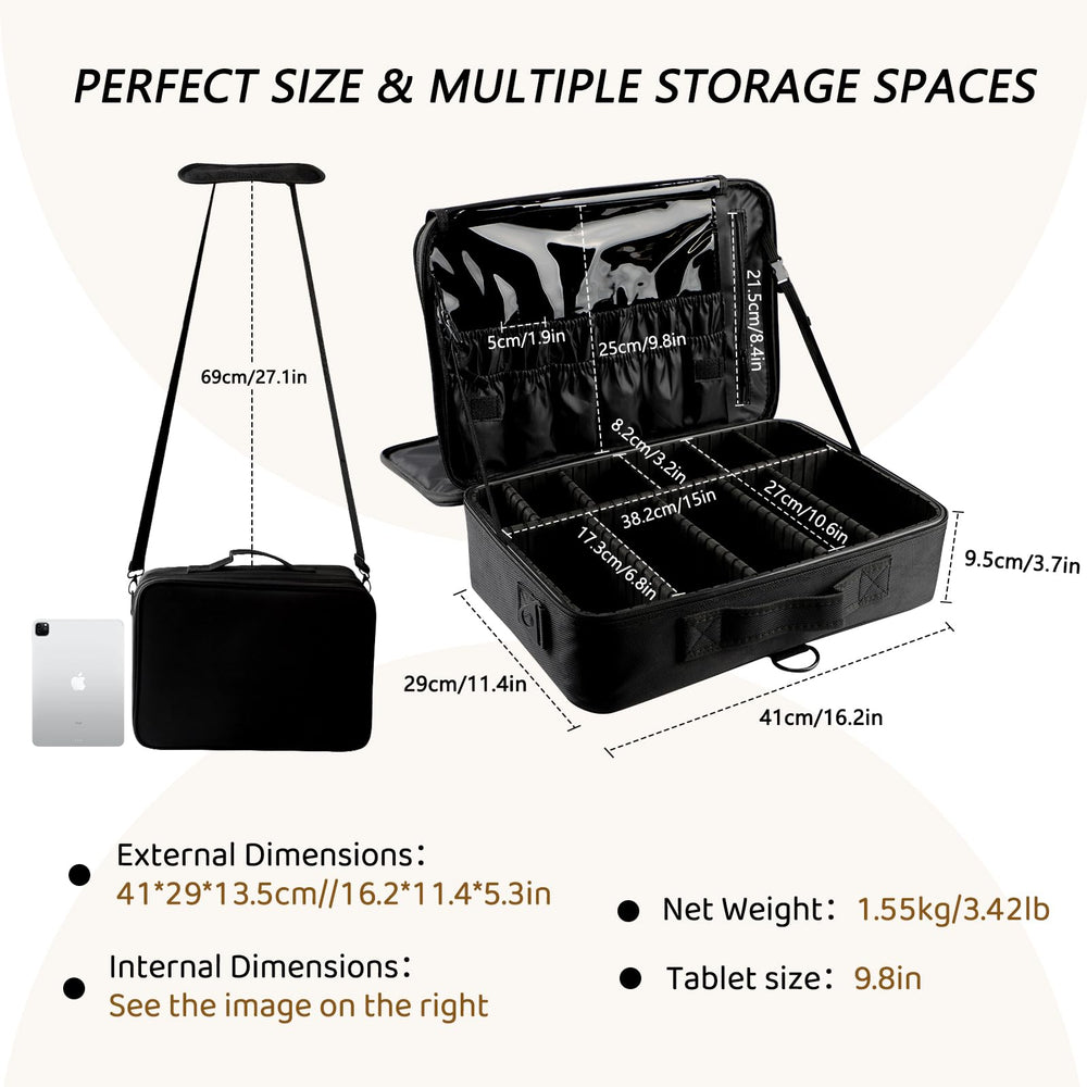 gzcz maleta maquillaje viaje interior ajustable: organiza brochas y sombras con divisiones modulares.