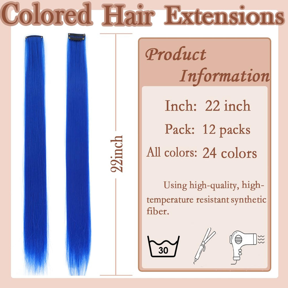 GZVIS extensiones cristal azul 22in material resistente al calor para peinados