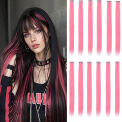 GZVIS extensiones pelo rosa 22 pulgadas lisas para un look suave
