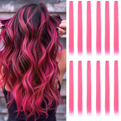 Extensiones GZVIS rosa intenso con clip para cambio de look rápido de 22 pulgadas.