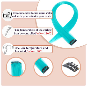 GZVIS extensiones teal-blue con broches traseros para instalación rápida.