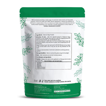 H&C Indigo powder packaging highlighting chemical-free formula for hair dye.
