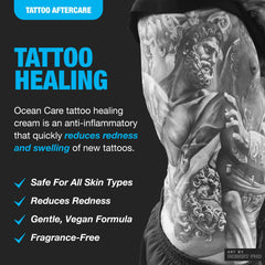 Aplicación diaria de crema para tatuajes con H2Ocean, piel suave