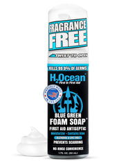 H2Ocean blue green foam soap bottle for tattoo aftercare and gentle cleansing