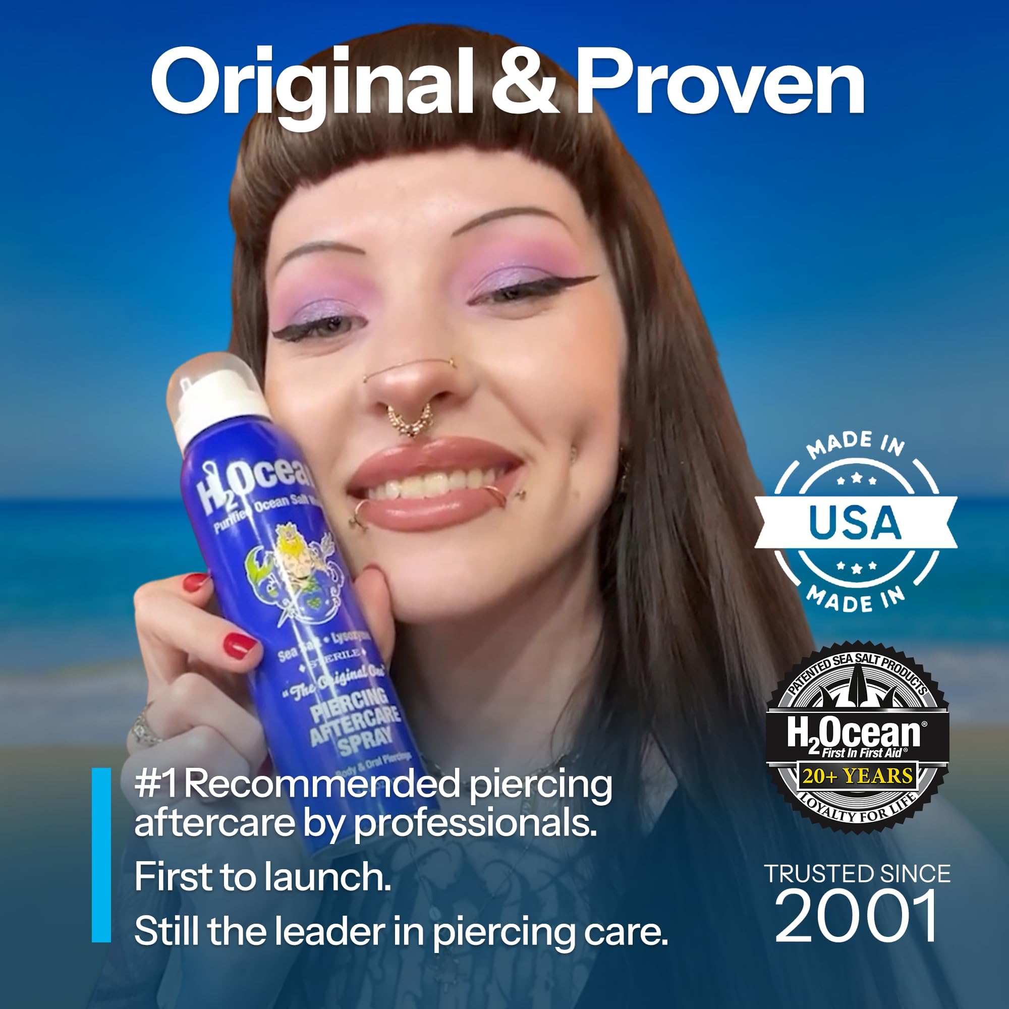 H2Ocean fórmula sin alcohol, apta para piel sensible y cómoda.