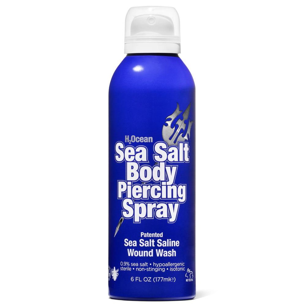 H2Ocean spray para piercings, botella-6oz, limpieza suave y segura.