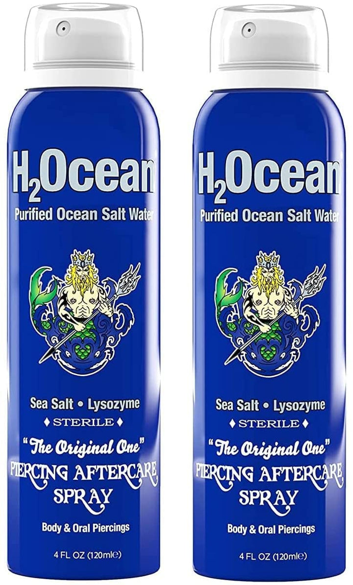 Soin piercing H2Ocean, bouteille 120 ml, ensemble de deux pour entretien continu.