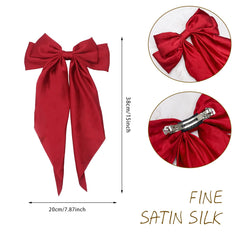 HAALII pinzas satén extragrandes con lazo rojo para looks vibrantes