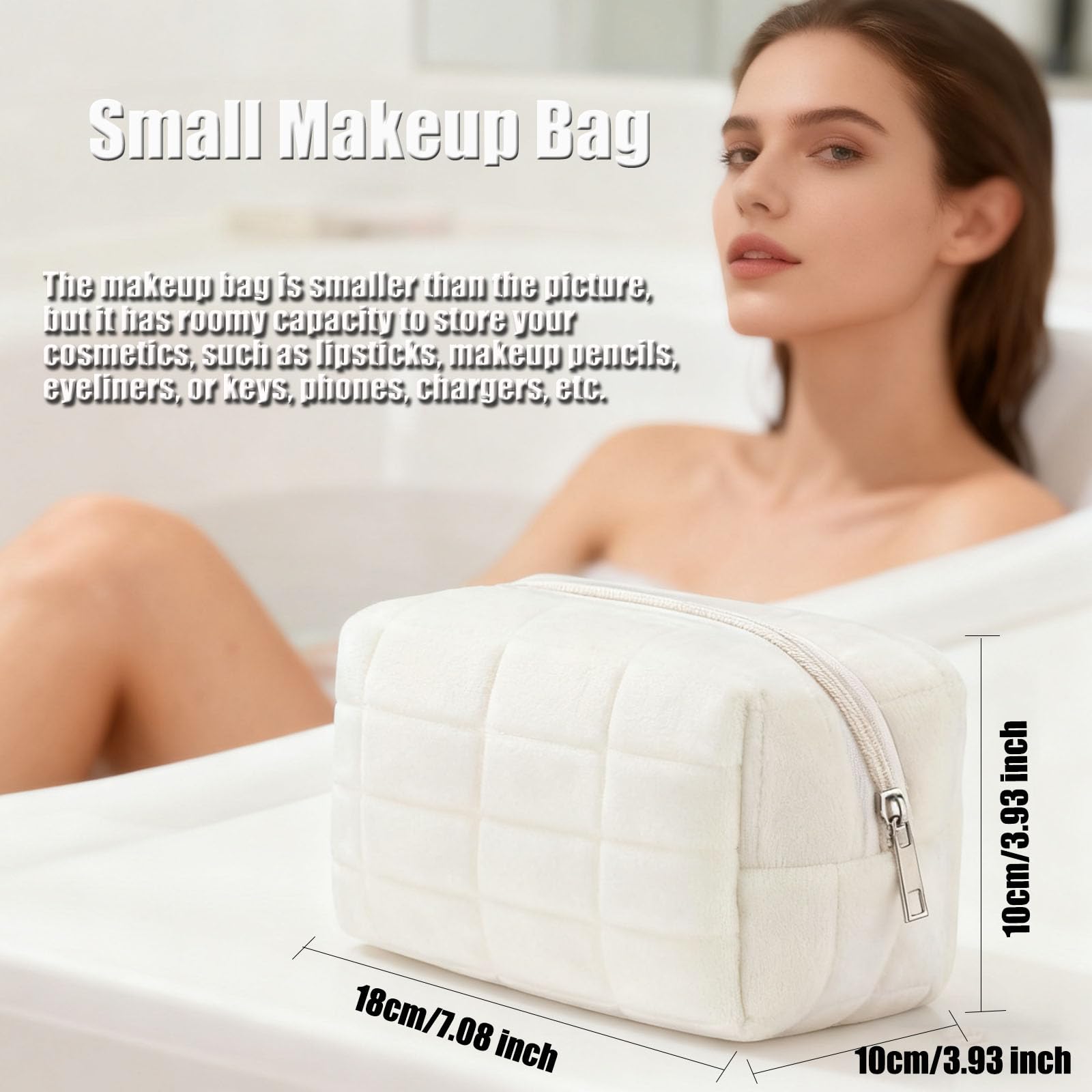 HABUAETY textura felpa suave, bolsa maquillaje fácil de limpiar