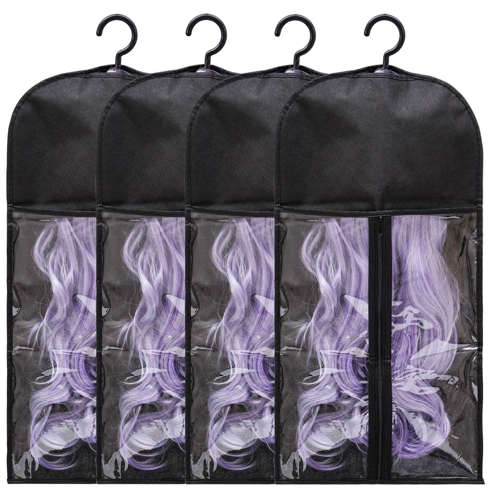Hadwoer almacenamiento extensiones pelo 4-pack: organiza y protege las pelucas.