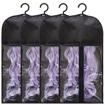 Hadwoer almacenamiento extensiones pelo 4-pack: organiza y protege las pelucas.
