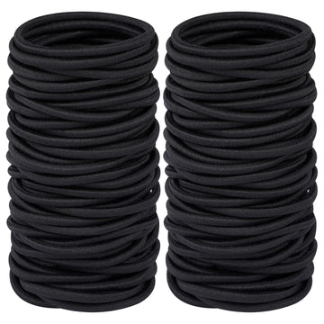 Ligas elásticas Hageolan negras en empaque de 120 piezas para uso diario.