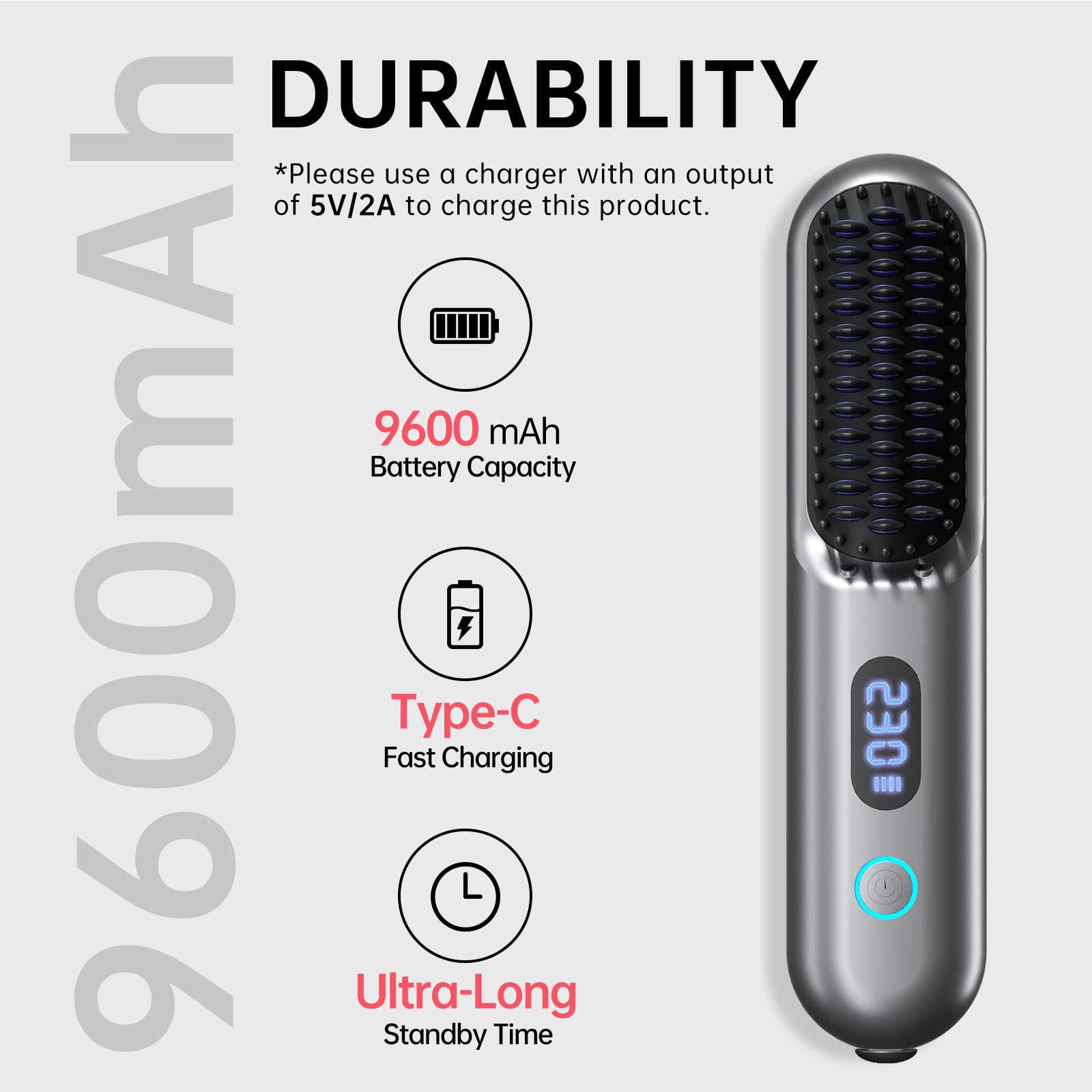 Hahahope bateria recargable de 9600mAh para sesiones prolongadas de peinado