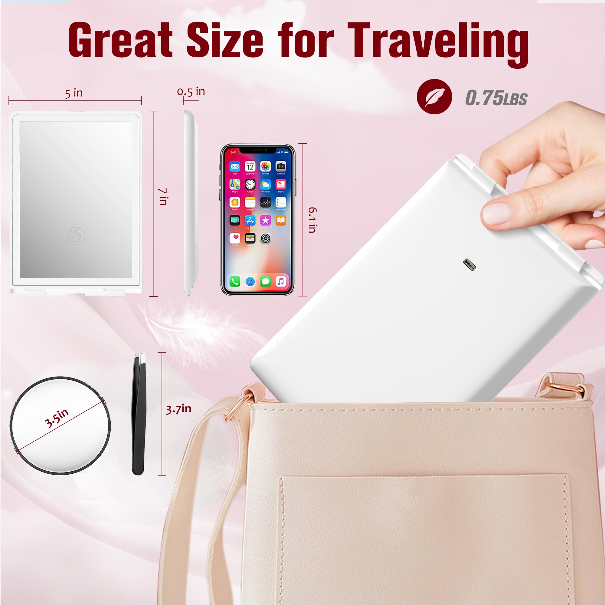 Haikopoon dimensiones compactas de 7.5x5 pulgadas para bolso.