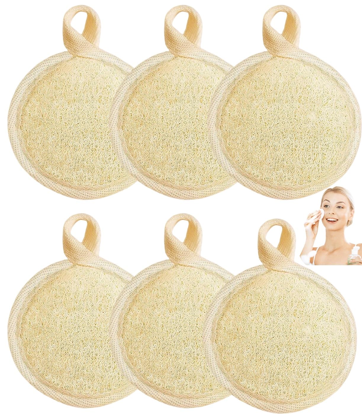 Haikuluo lufa natural exfoliante facial, 6 piezas para limpieza suave