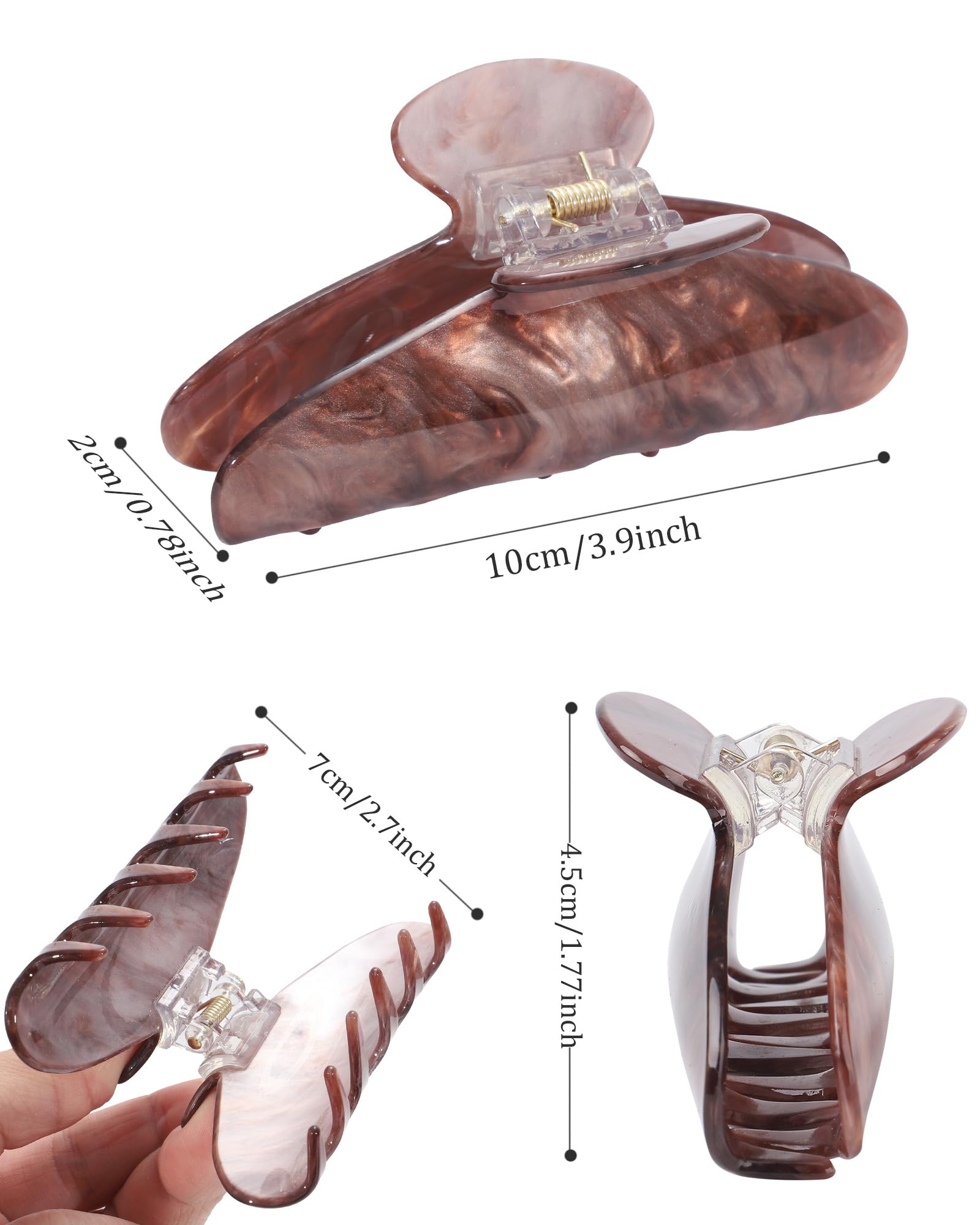 HAIMEIKANG pinzas acrílicas marrón para estilos neutros y combinaciones con atuendos.