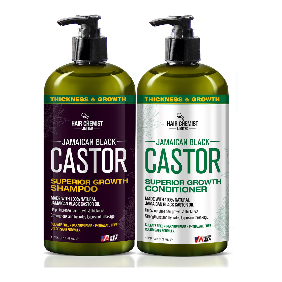 Shampoing Hair Chemist Jamaïcain Black Castor, flacon visible, potentiel renforcement des cheveux.