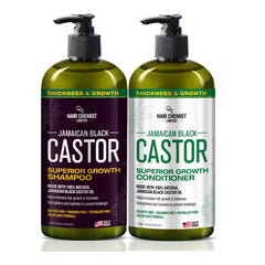 Shampoing Hair Chemist Jamaïcain Black Castor, flacon visible, potentiel renforcement des cheveux.