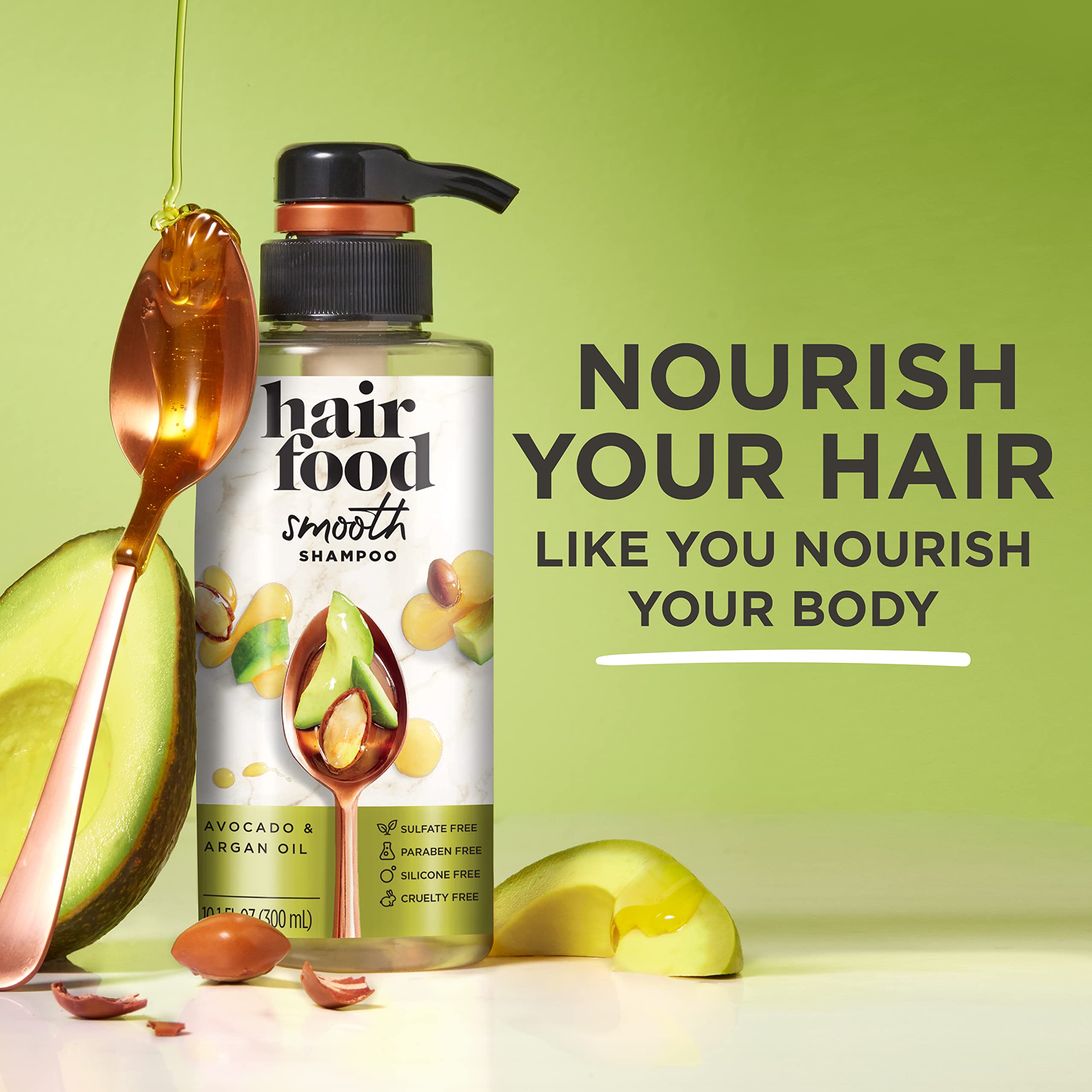 Hair Food champú Aguacate y Argán, aplicación que deja el cabello manejable.
