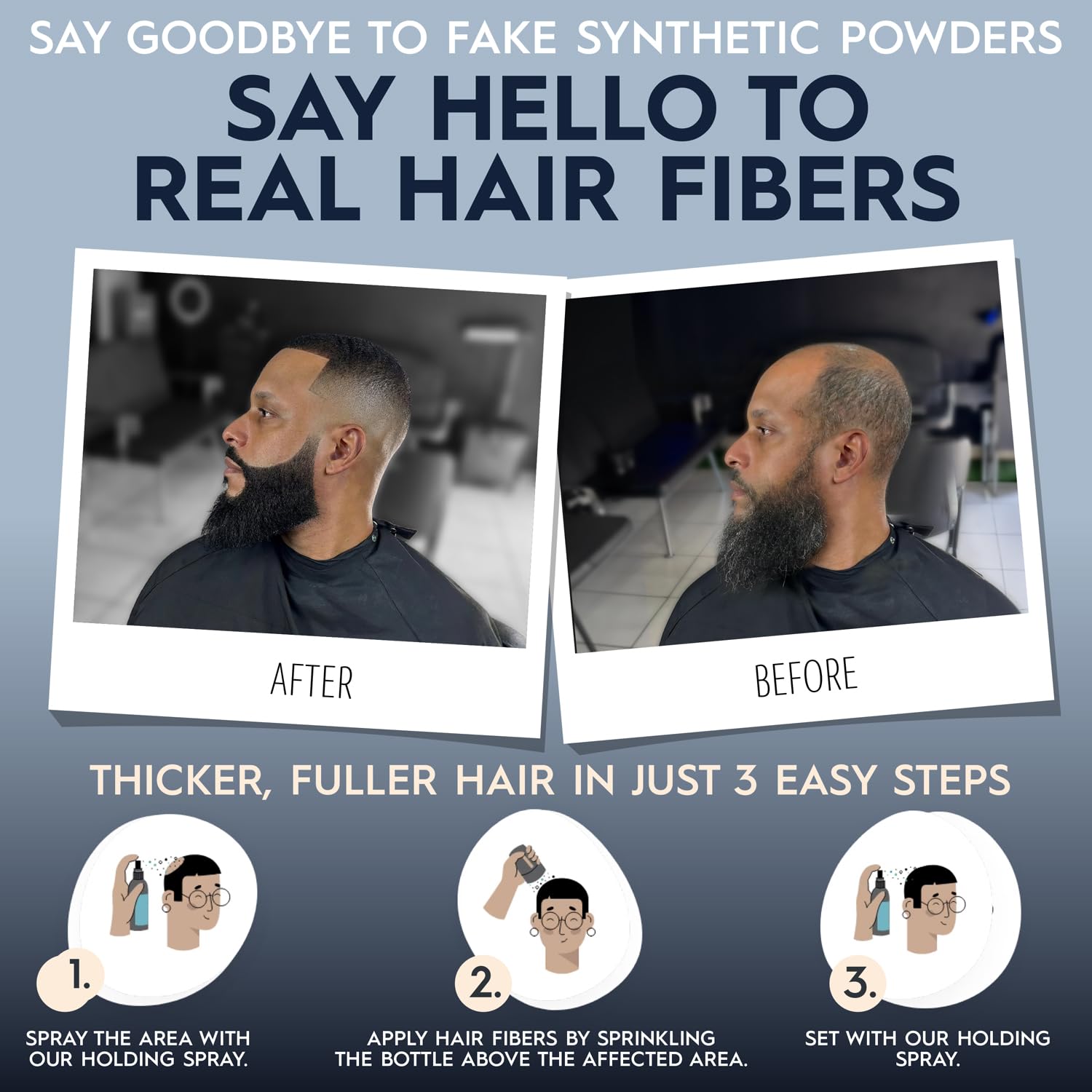 Fibres réelles Hair Illusion assurant une tenue longue durée sans taches sur le cuir chevelu.
