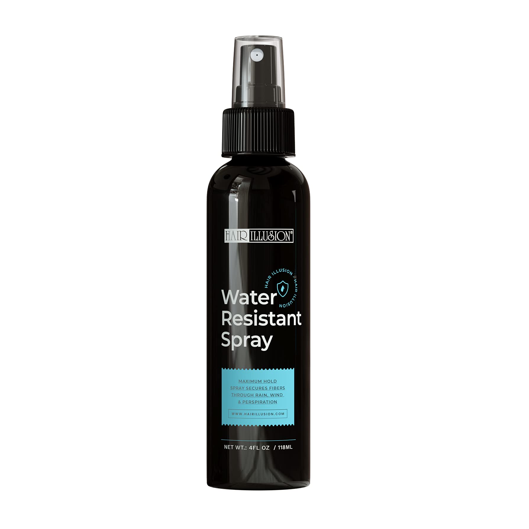 Hair Illusion botella de aerosol resistente al agua para peinado todo el día.