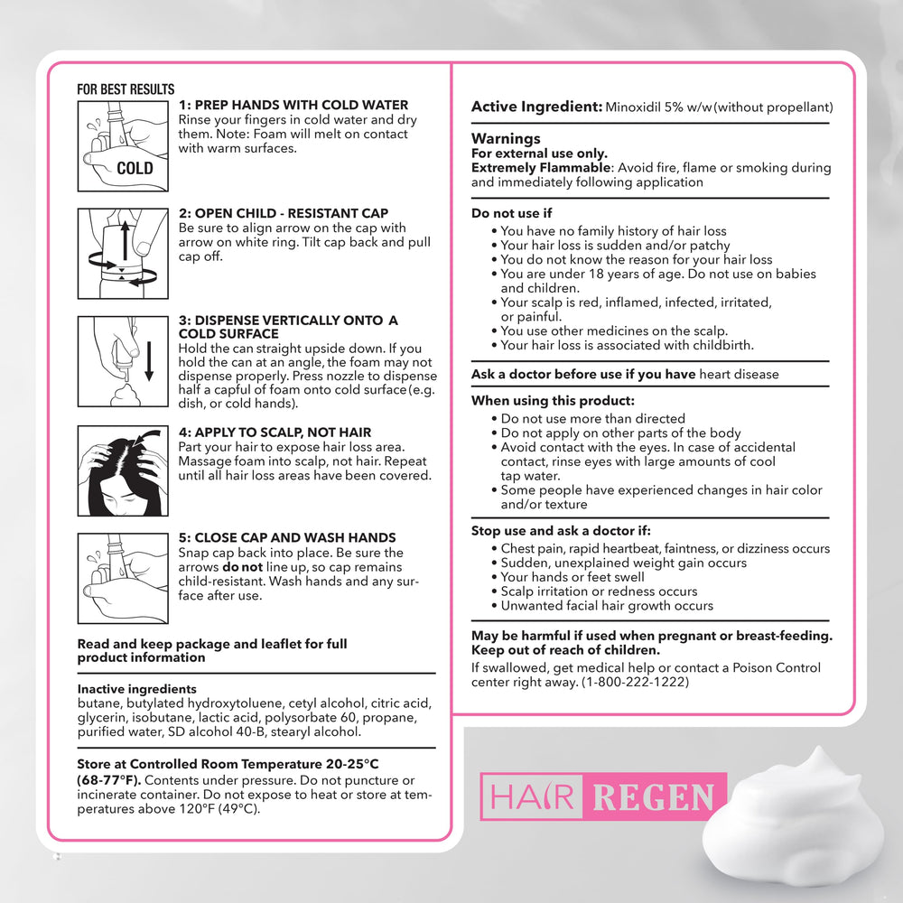 Hair Regen Minoxidil Foam for Women density look illustrates fuller-looking hair.