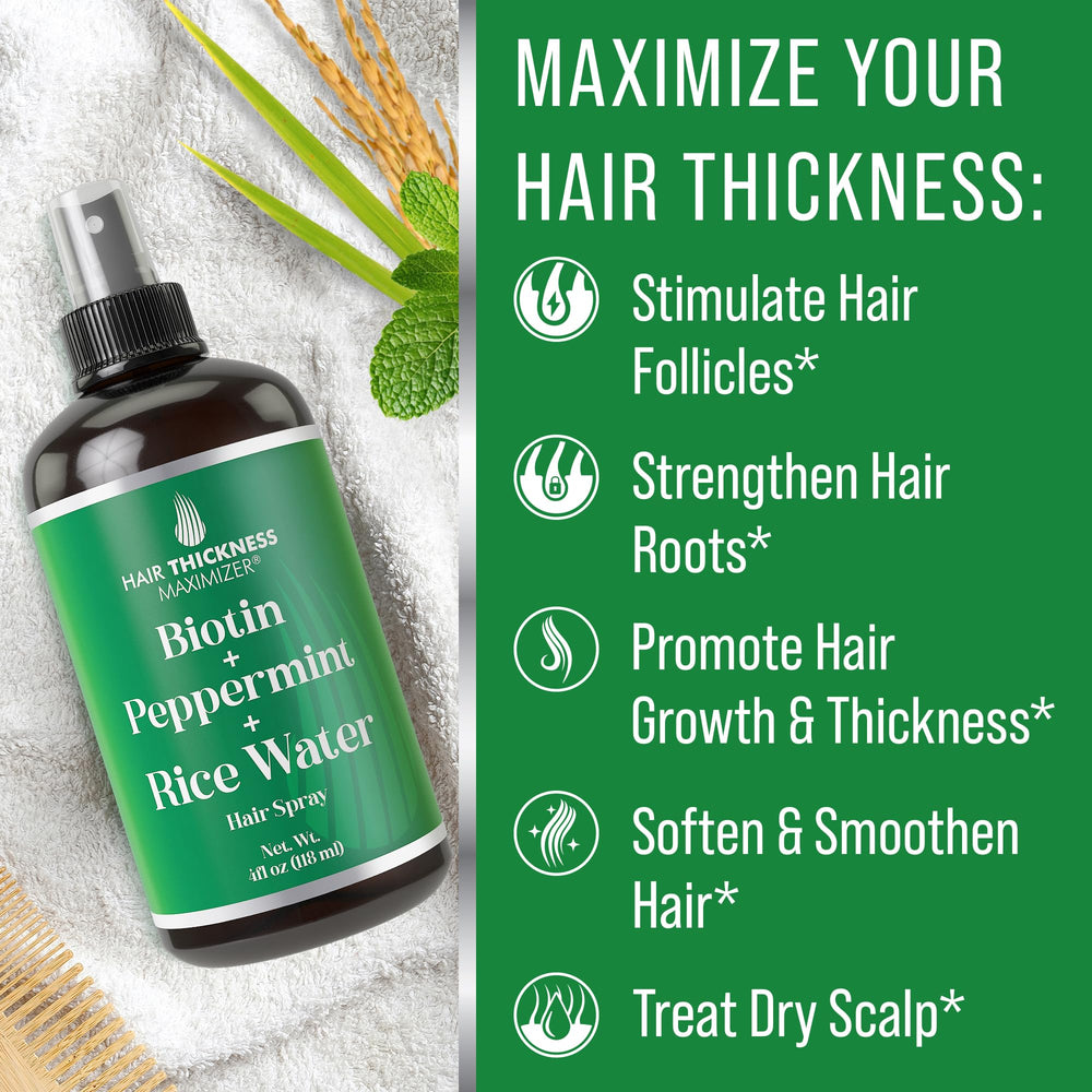 Hair Thickness Maximizer spray cabello crecimiento suave: nutre los folículos para un aspecto más pleno.
