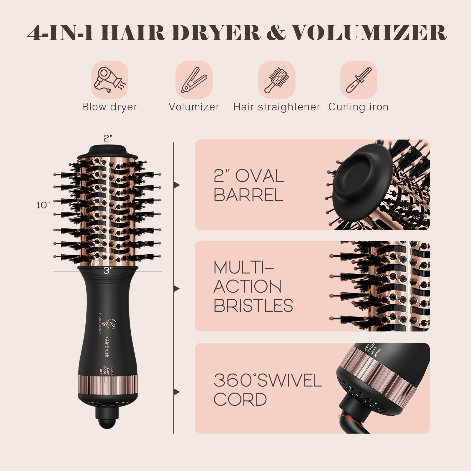 Hair Trends ajustes de calor y velocidad para todo tipo de cabello