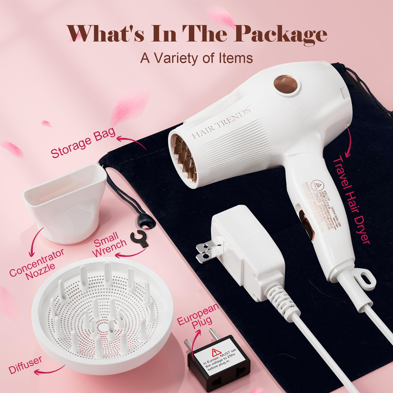 Hair Trends secador 1200W con opciones de calor y velocidad
