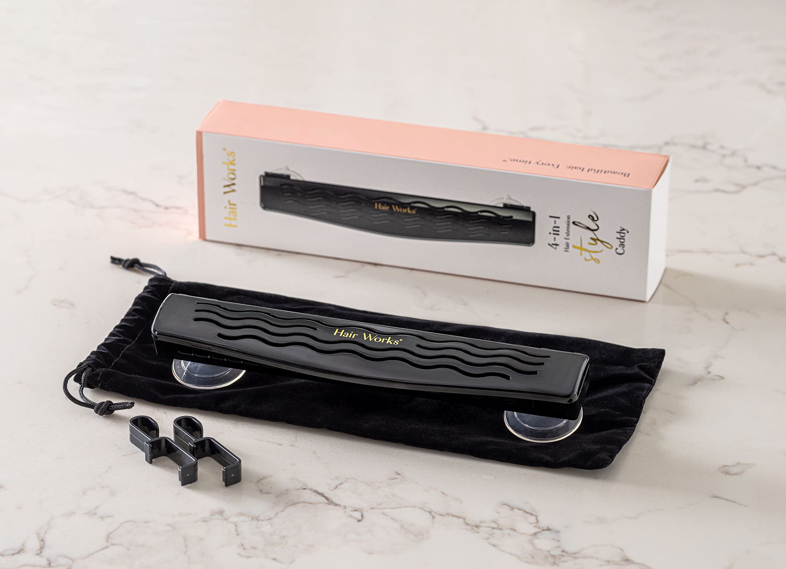 Hair Works Ganchos desmontables para guardar las extensiones en el closet.