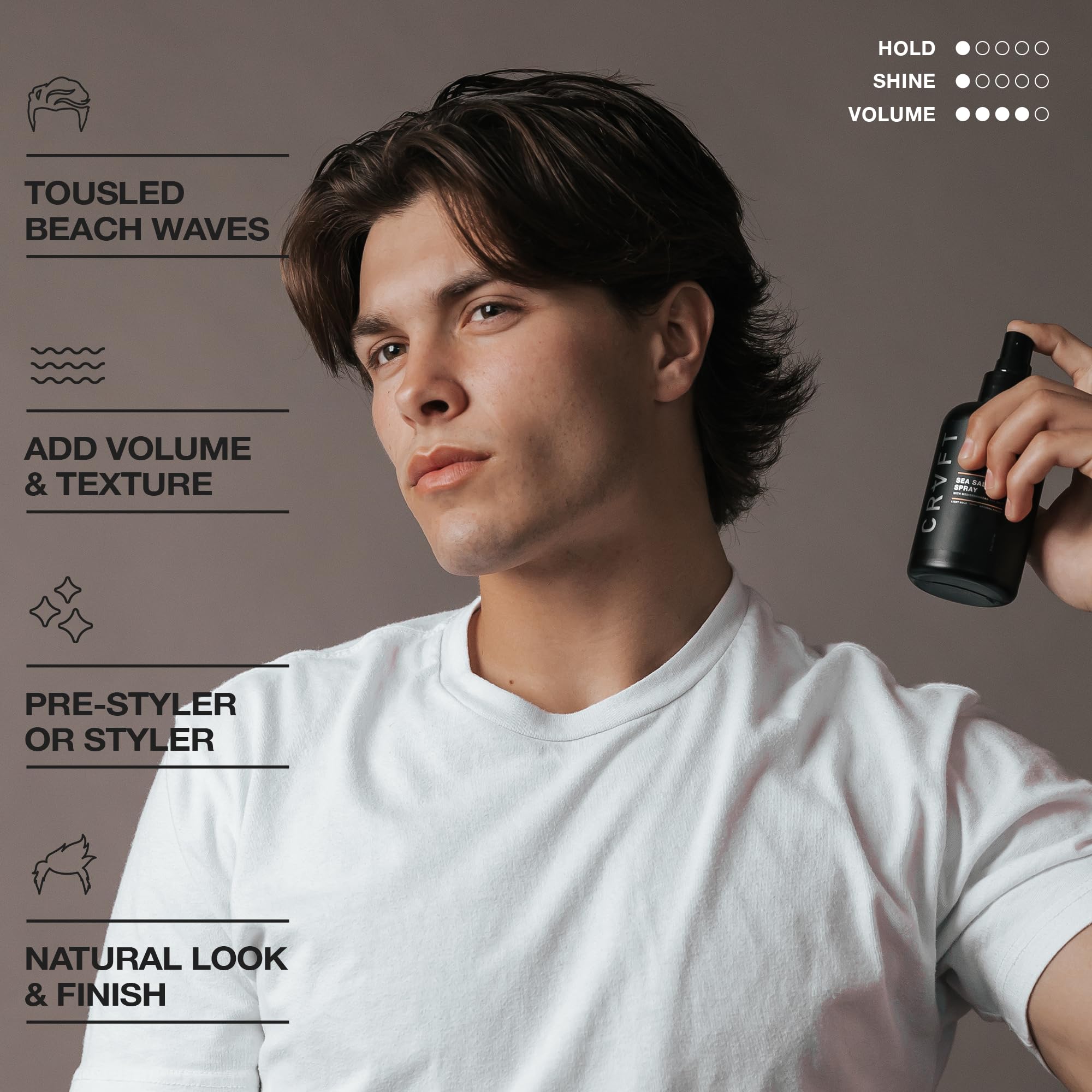 Hair Craft Co CRVFT uso con dedos para look desenfadado diario.