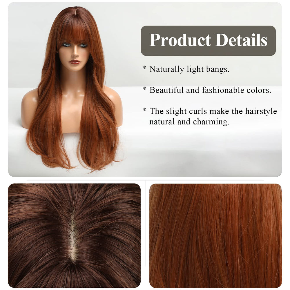 HAIRCUBE peluca auburno de rizos largos suaves para un aspecto natural.