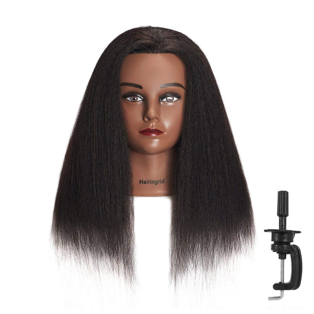 Hairingrid cabeza-mannequin pelo-real 14 pulgadas para prácticas profesionales en peluquería.