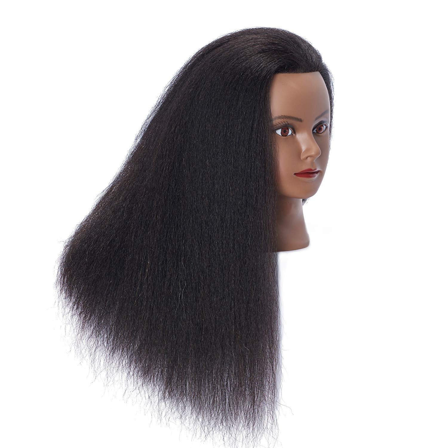 Hairlink maniquí con pelo afro de 16 pulgadas para pruebas de color.