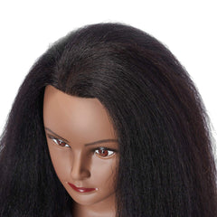 Hairlink cabeza con cabello real desinfectado lista para uso en clase.