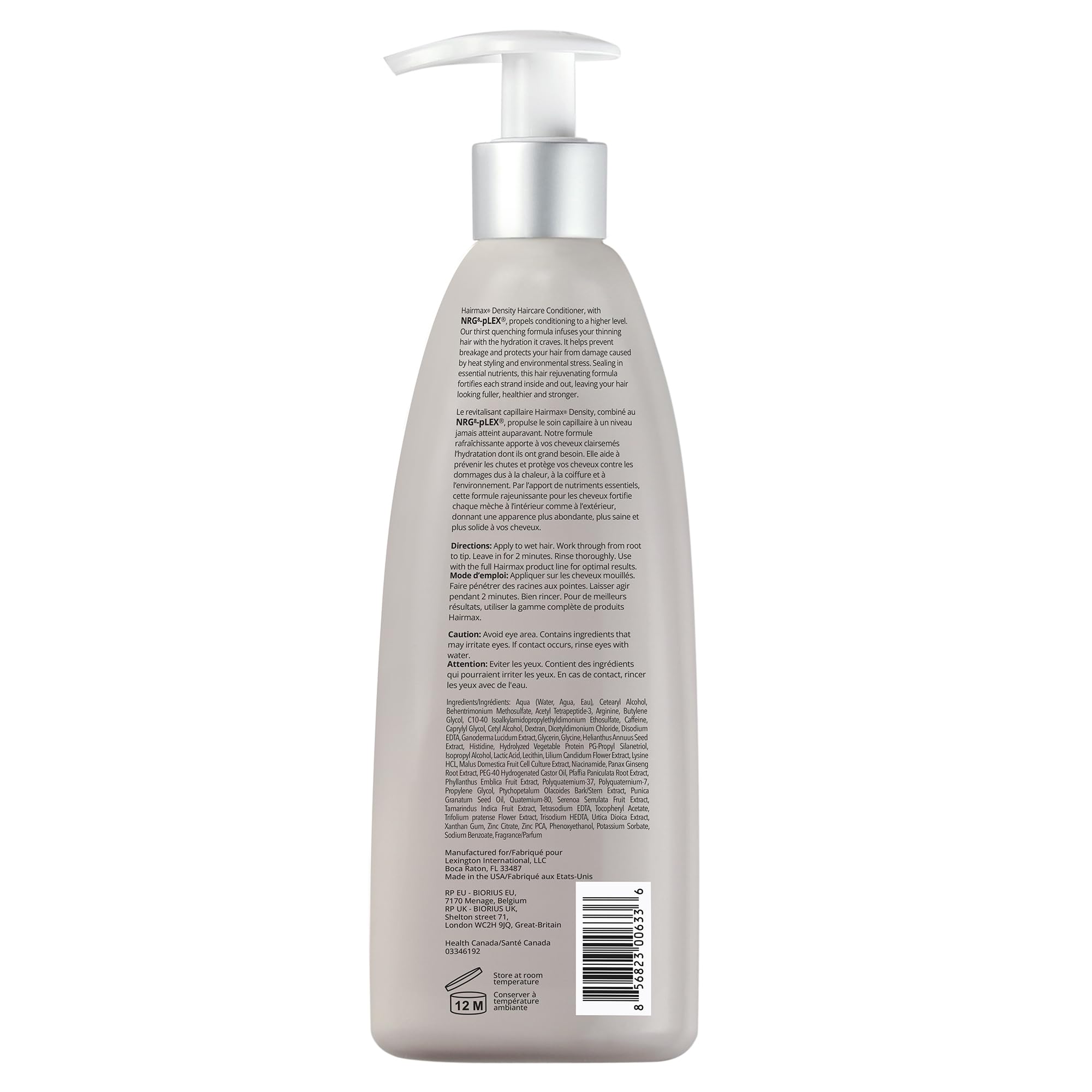 Hairmax Density Champú: escena de lavado, cabello limpio y equilibrado.