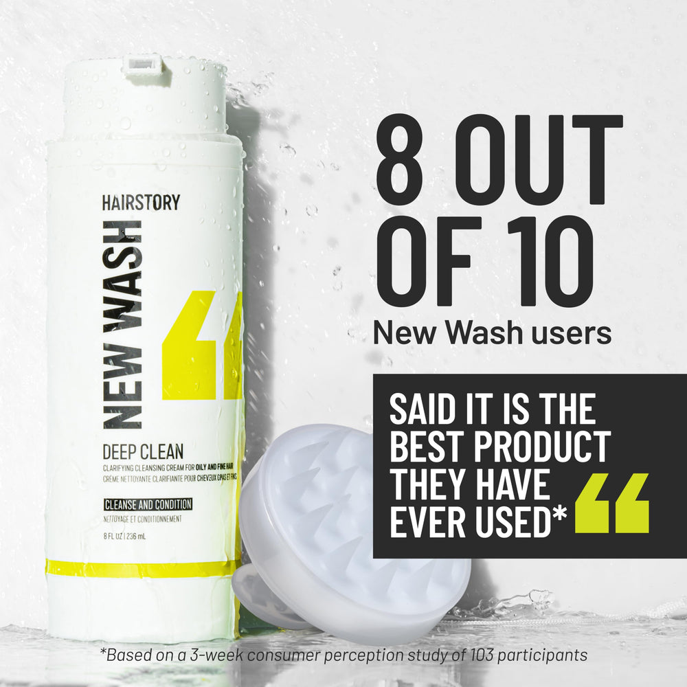 Hairstory New Wash Deep Clean enhances natural texture on fine hair