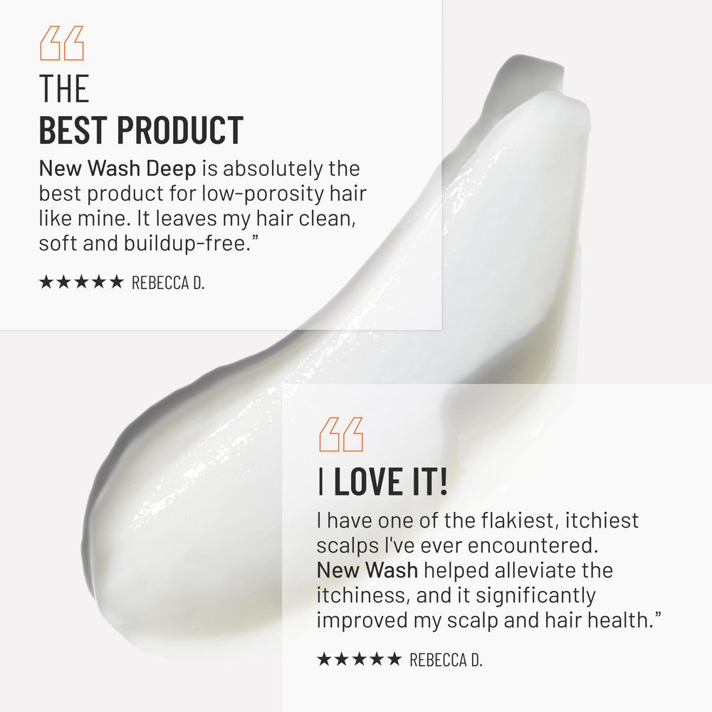 Hairstory New Wash Deep Clean sulfate-free formula on bottle label