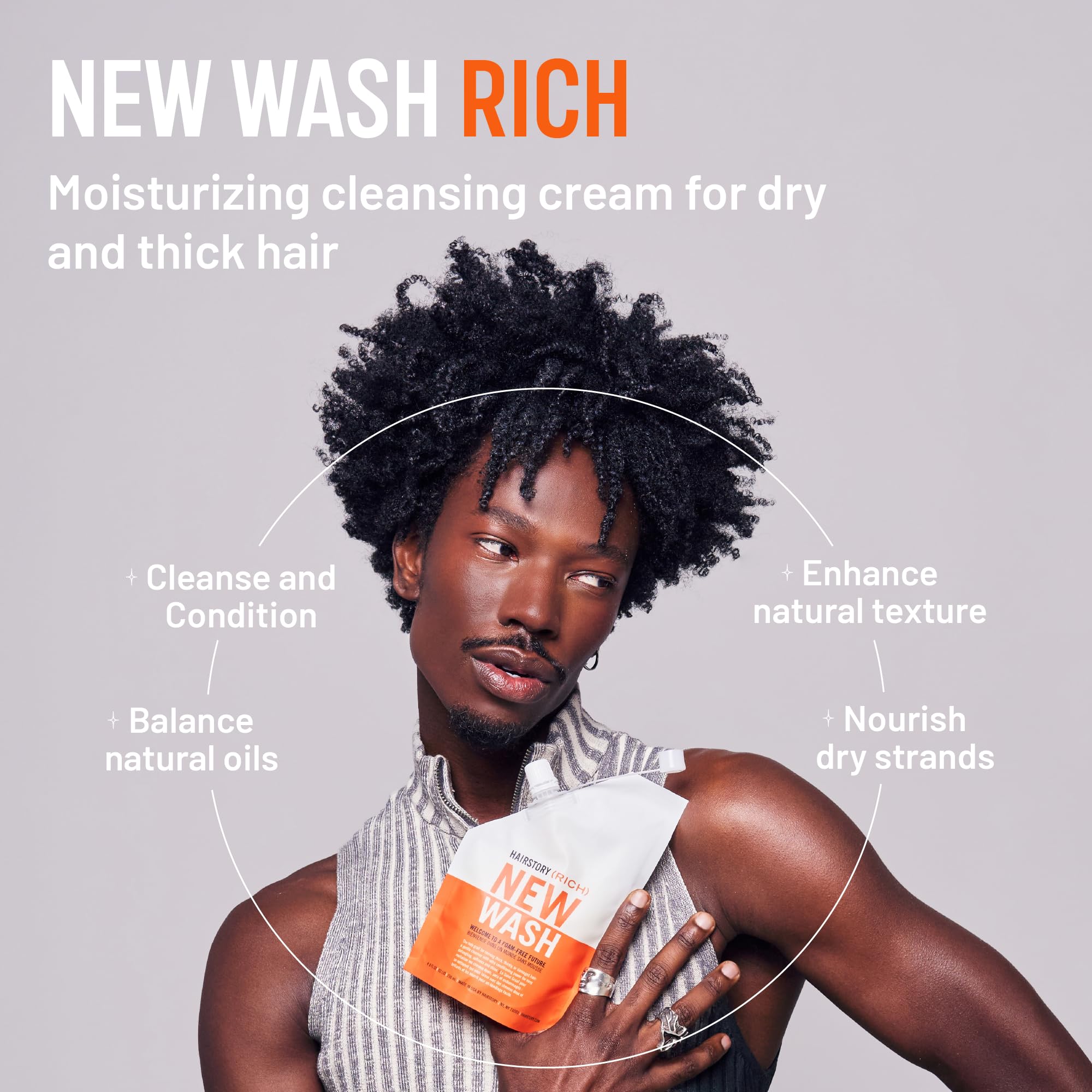 Hairstory New Wash Rich masaje cuero cabelludo, limpieza delicada