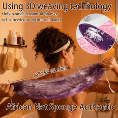 HAITOO esponja de red africana auténtica en colores púrpura, rosa y oliva, textura exfoliante
