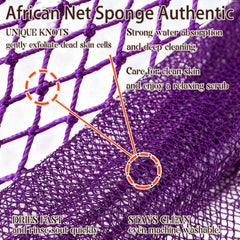 HAITOO esponja de red africana auténtica, vista posterior, mango cómodo para un agarre estable