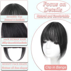 HAITOO flequillo francés natural con broches, se integra suave con tu melena.