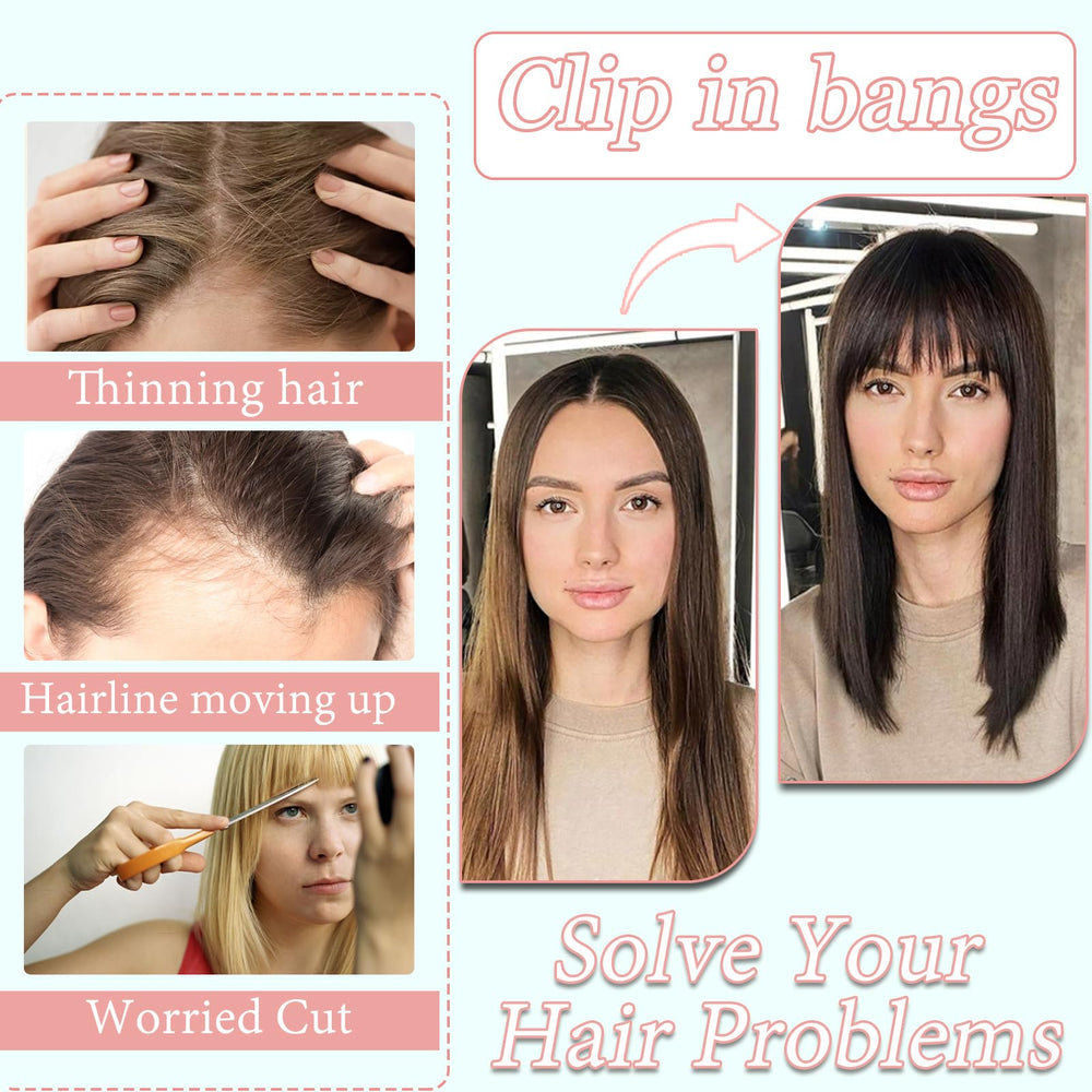 HAITOO natural blend bangs clip demonstrating seamless integration
