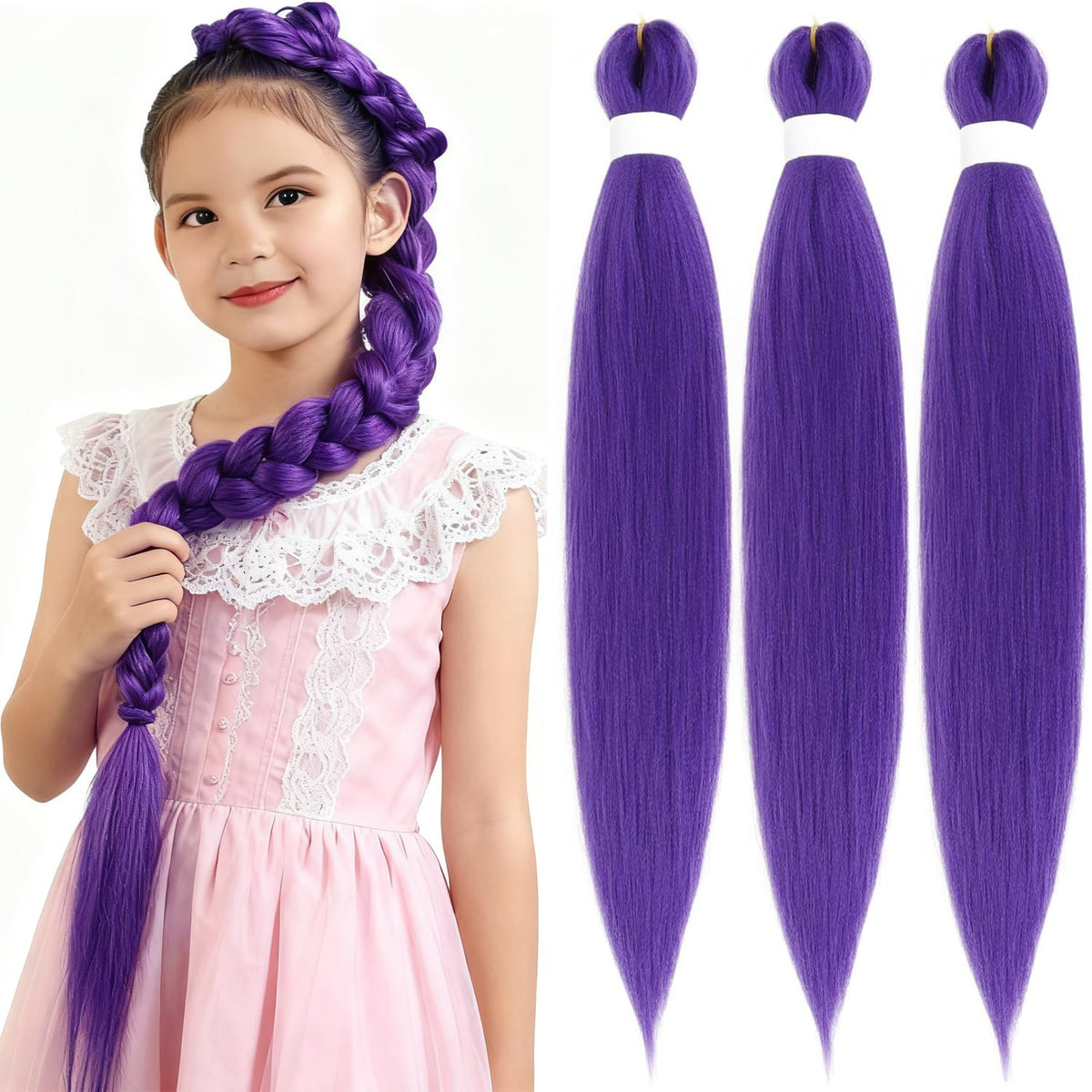 HAITOO pelo morado para trenzas de 30 pulgadas, aspecto natural suave.