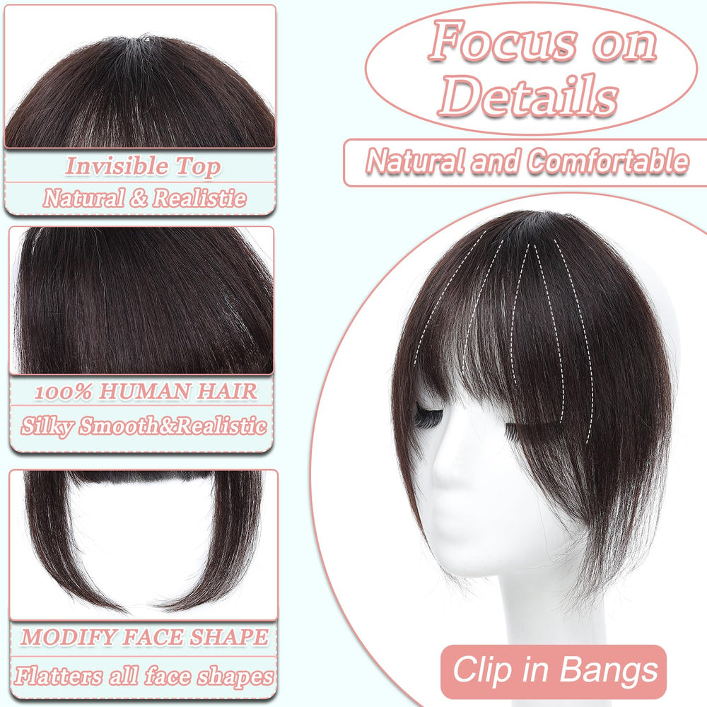 HAITOO wispy bangs clip in dark brown adding a playful fringe